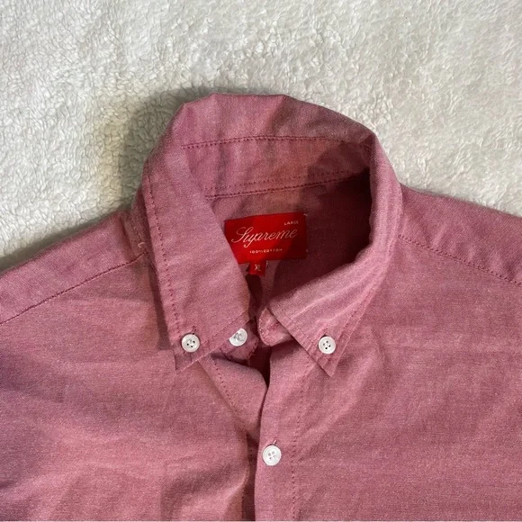Supreme Red Gingam Long Sleeve Button Cuffes Button Front Shirt - Picture 5 of 9